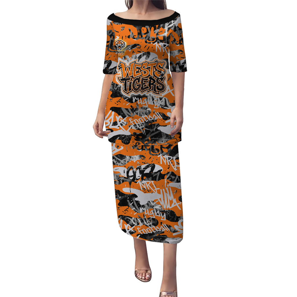 Wests Tigers Rugby Puletasi Graffiti Typography Urban Camo Abstract Street Style