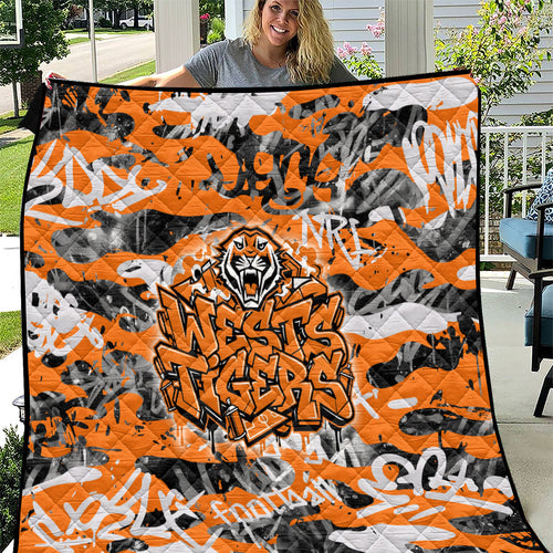Wests Tigers Rugby Quilt Graffiti Typography Urban Camo Abstract Street Style