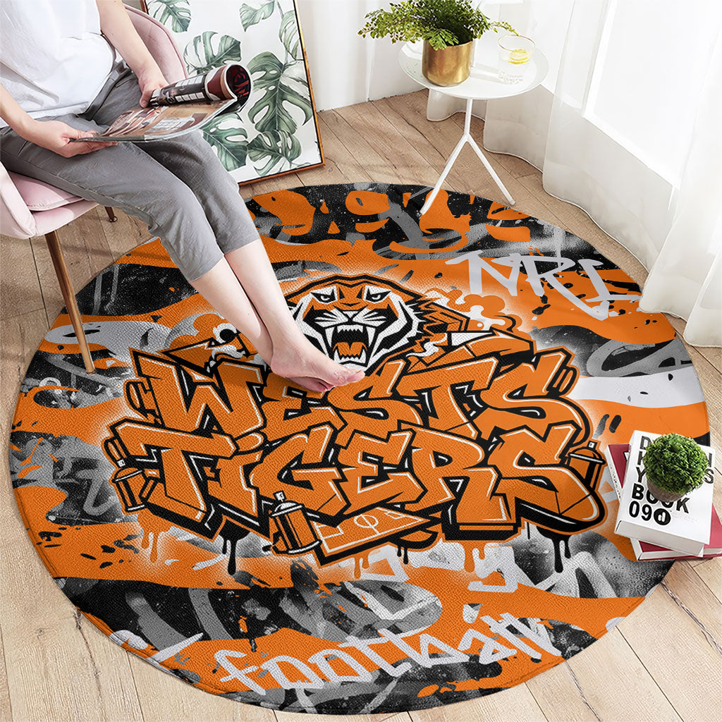 Wests Tigers Rugby Round Carpet Graffiti Typography Urban Camo Abstract Street Style