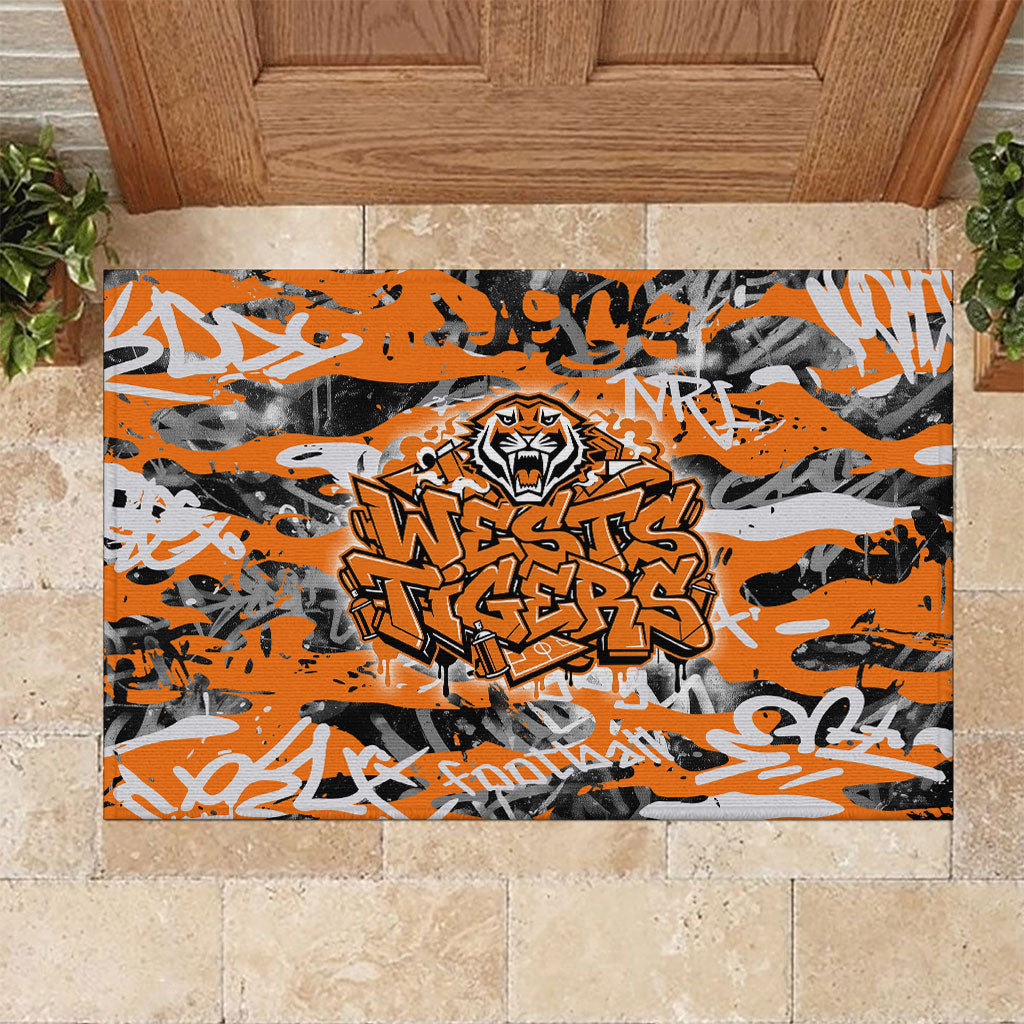 Wests Tigers Rugby Rubber Doormat Graffiti Typography Urban Camo Abstract Street Style
