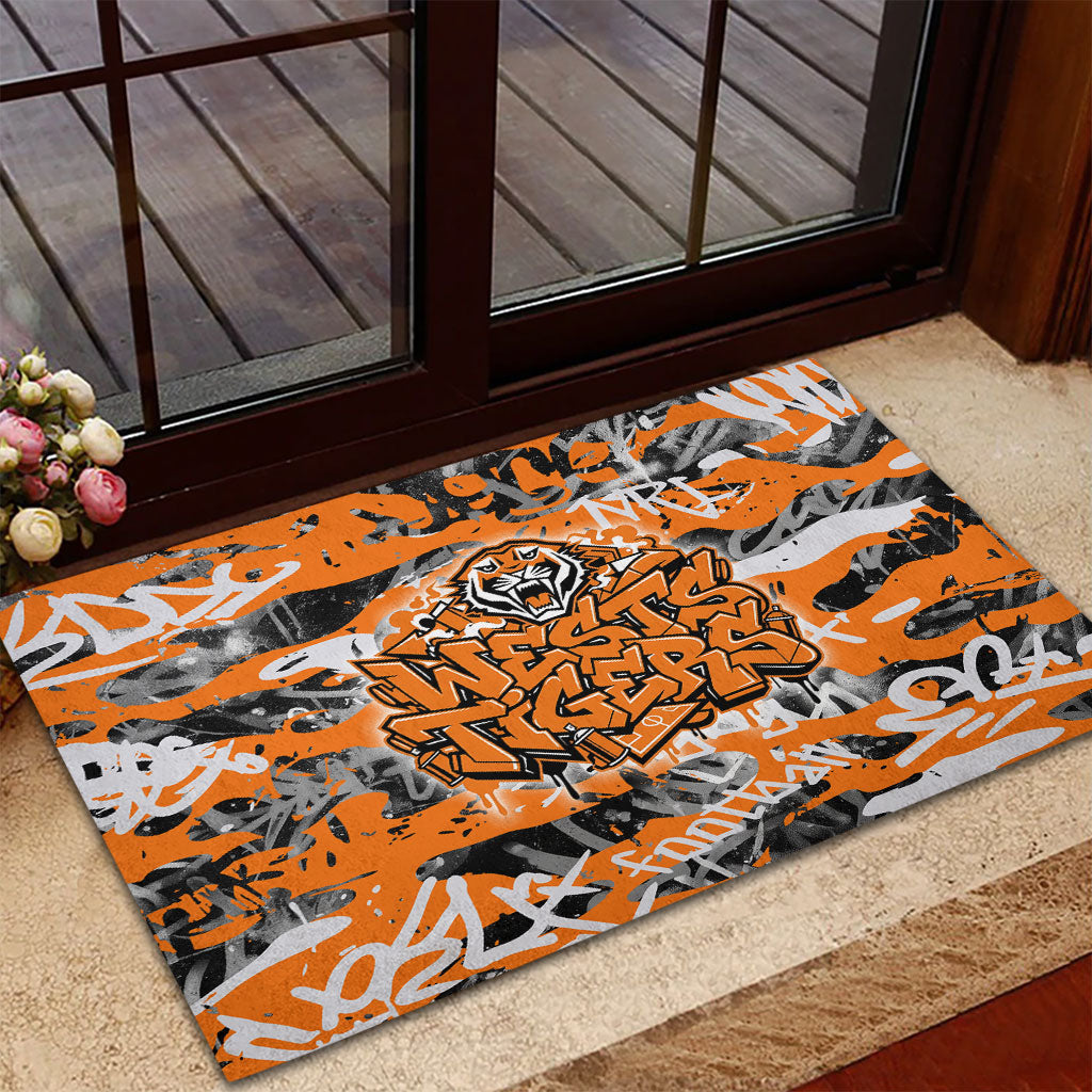 Wests Tigers Rugby Rubber Doormat Graffiti Typography Urban Camo Abstract Street Style