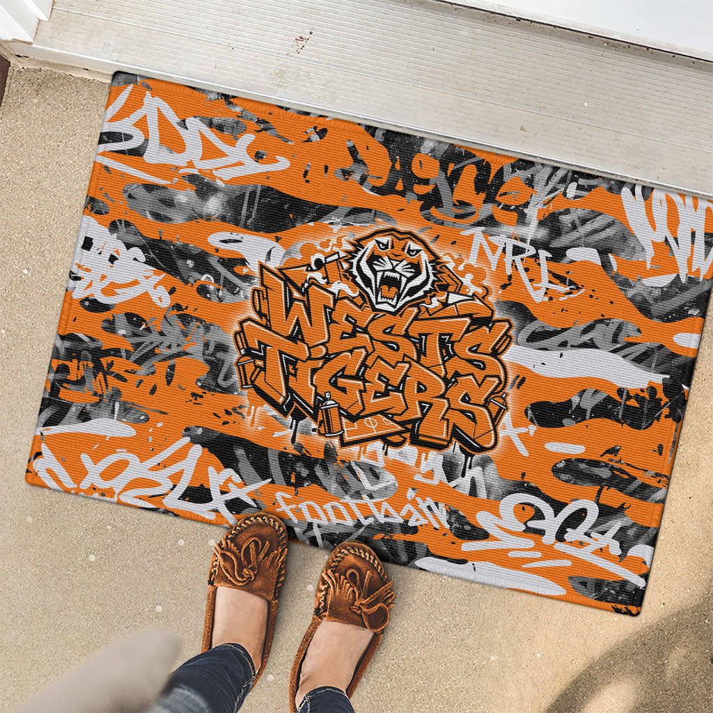 Wests Tigers Rugby Rubber Doormat Graffiti Typography Urban Camo Abstract Street Style