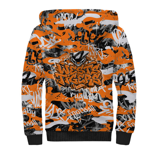 Wests Tigers Rugby Sherpa Hoodie Graffiti Typography Urban Camo Abstract Street Style