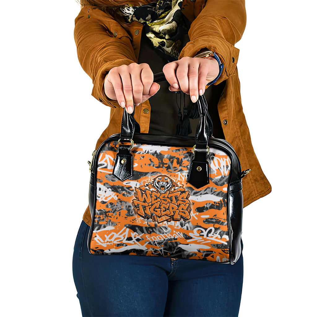 Wests Tigers Rugby Shoulder Handbag Graffiti Typography Urban Camo Abstract Street Style