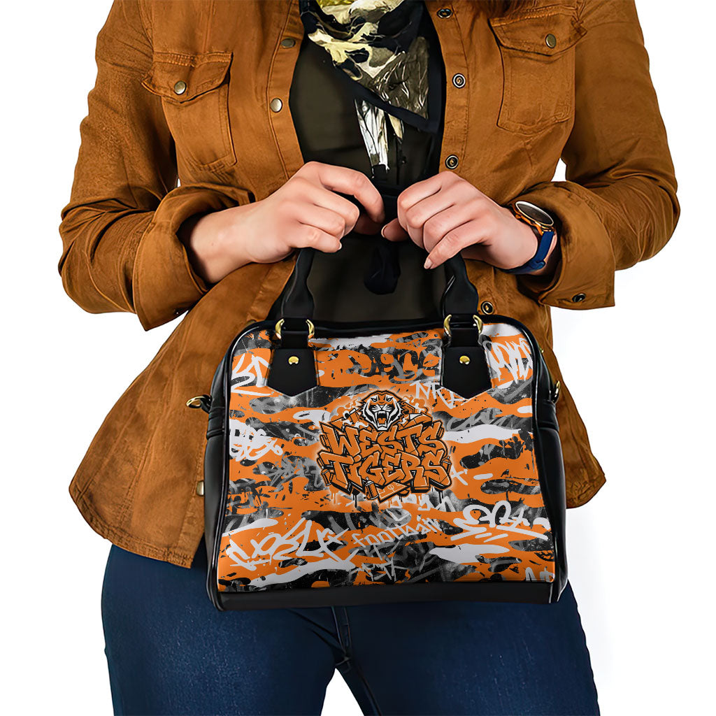 Wests Tigers Rugby Shoulder Handbag Graffiti Typography Urban Camo Abstract Street Style