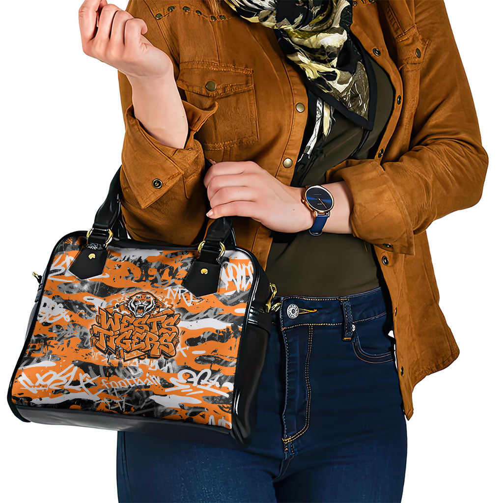 Wests Tigers Rugby Shoulder Handbag Graffiti Typography Urban Camo Abstract Street Style
