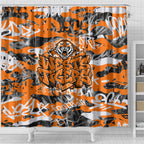 Wests Tigers Rugby Shower Curtain Graffiti Typography Urban Camo Abstract Street Style