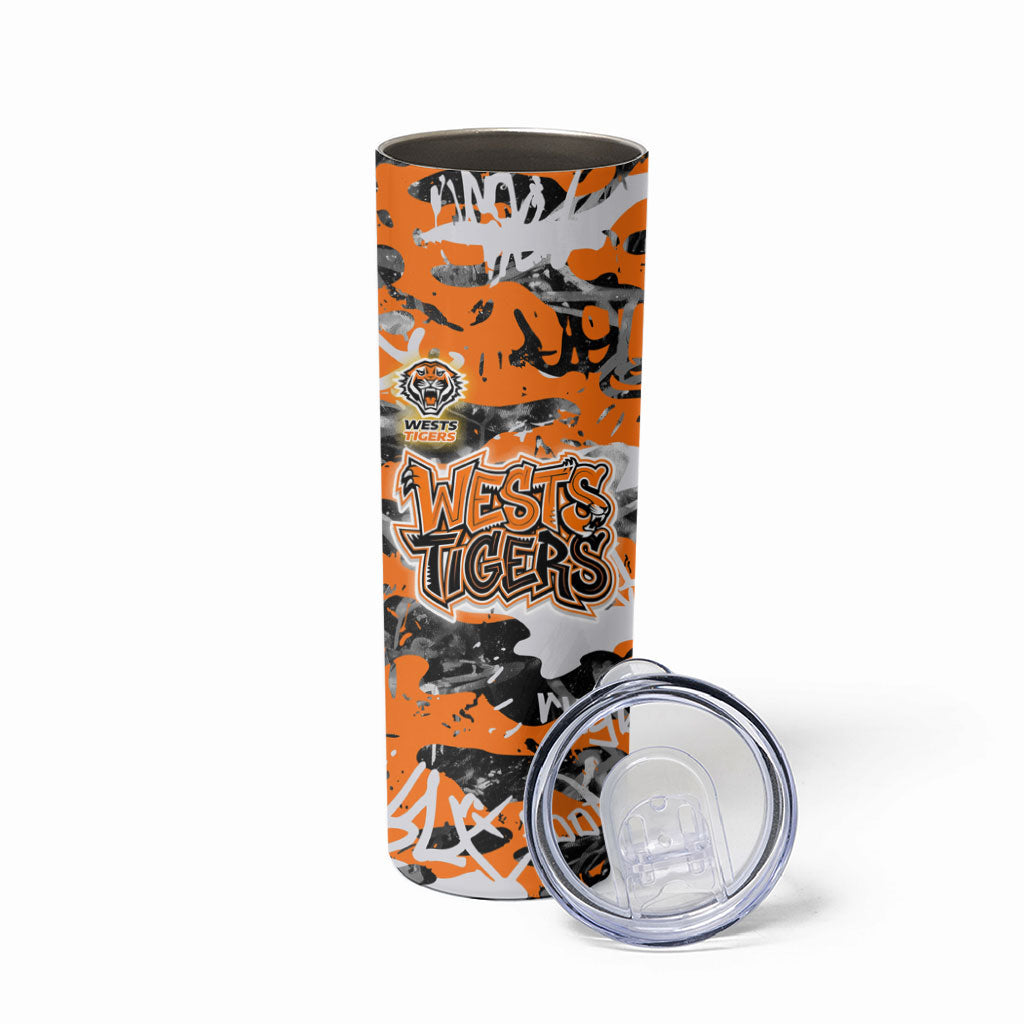Wests Tigers Rugby Skinny Tumbler Graffiti Typography Urban Camo Abstract Street Style