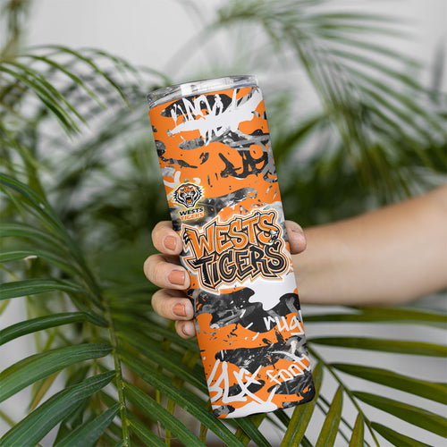 Wests Tigers Rugby Skinny Tumbler Graffiti Typography Urban Camo Abstract Street Style