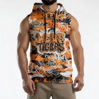 Wests Tigers Rugby Sleeveless Hoodie Graffiti Typography Urban Camo Abstract Street Style