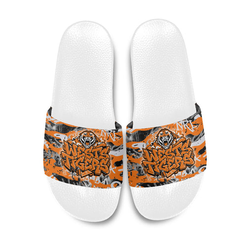 Wests Tigers Rugby Slide Sandals Graffiti Typography Urban Camo Abstract Street Style