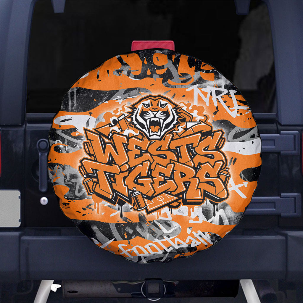 Wests Tigers Rugby Spare Tire Cover Graffiti Typography Urban Camo Abstract Street Style