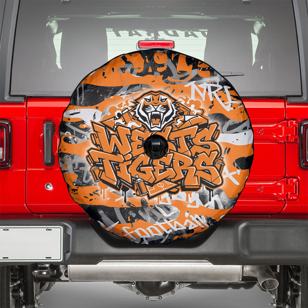 Wests Tigers Rugby Spare Tire Cover Graffiti Typography Urban Camo Abstract Street Style