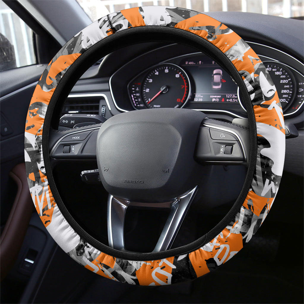 Wests Tigers Rugby Steering Wheel Cover Graffiti Typography Urban Camo Abstract Street Style