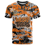 Wests Tigers Rugby T Shirt Graffiti Typography Urban Camo Abstract Street Style