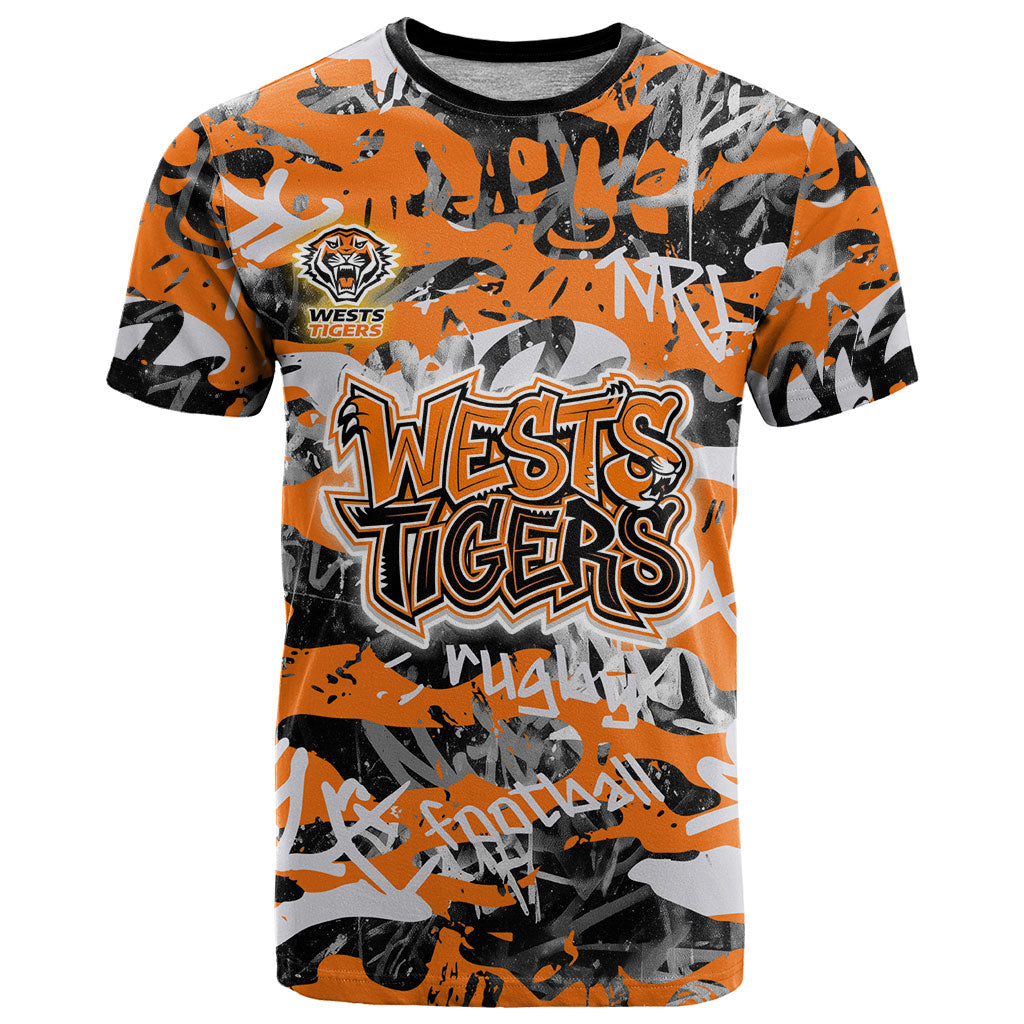 Wests Tigers Rugby T Shirt Graffiti Typography Urban Camo Abstract Street Style