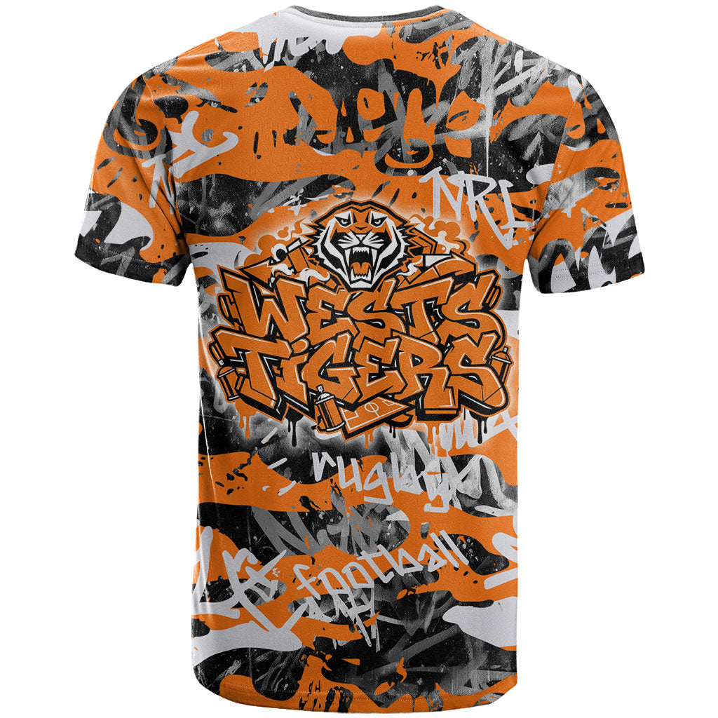 Wests Tigers Rugby T Shirt Graffiti Typography Urban Camo Abstract Street Style