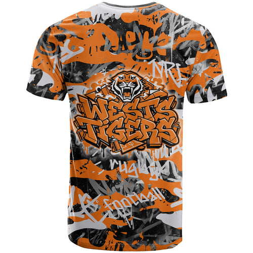 Wests Tigers Rugby T Shirt Graffiti Typography Urban Camo Abstract Street Style