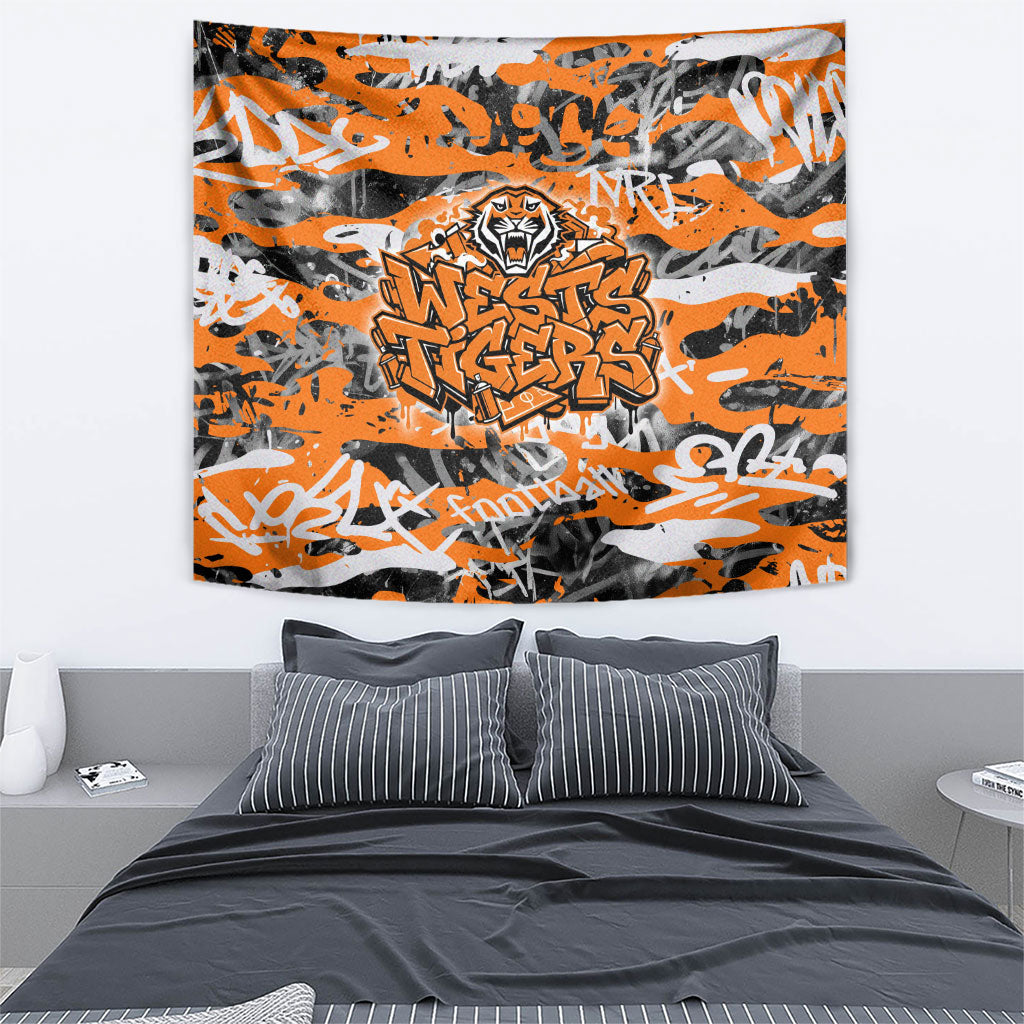 Wests Tigers Rugby Tapestry Graffiti Typography Urban Camo Abstract Street Style
