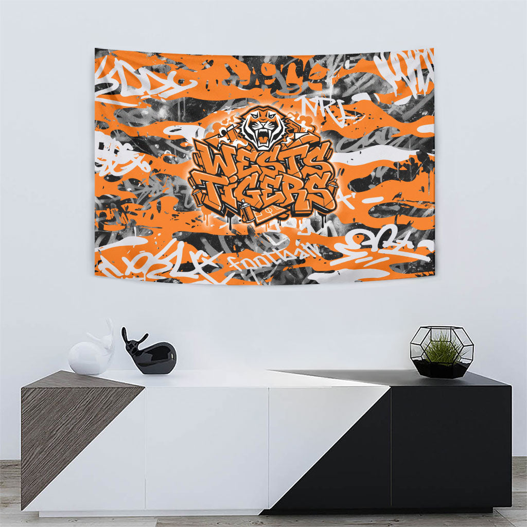 Wests Tigers Rugby Tapestry Graffiti Typography Urban Camo Abstract Street Style