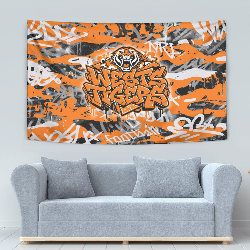 Wests Tigers Rugby Tapestry Graffiti Typography Urban Camo Abstract Street Style