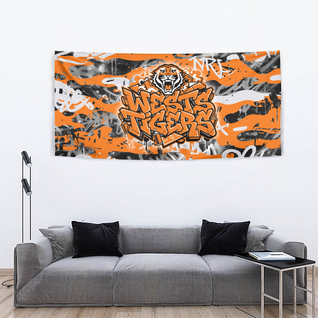 Wests Tigers Rugby Tapestry Graffiti Typography Urban Camo Abstract Street Style