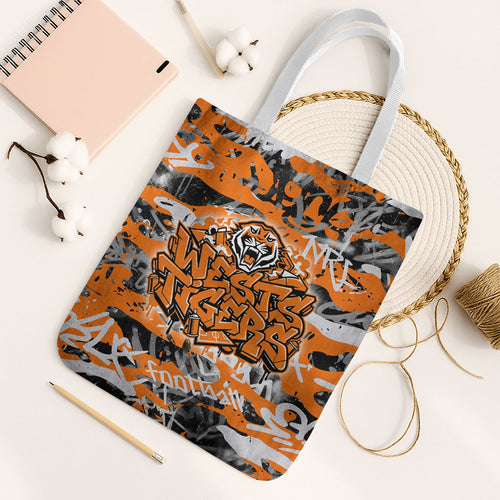 Wests Tigers Rugby Tote Bag Graffiti Typography Urban Camo Abstract Street Style