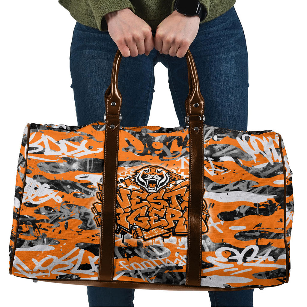 Wests Tigers Rugby Travel Bag Graffiti Typography Urban Camo Abstract Street Style