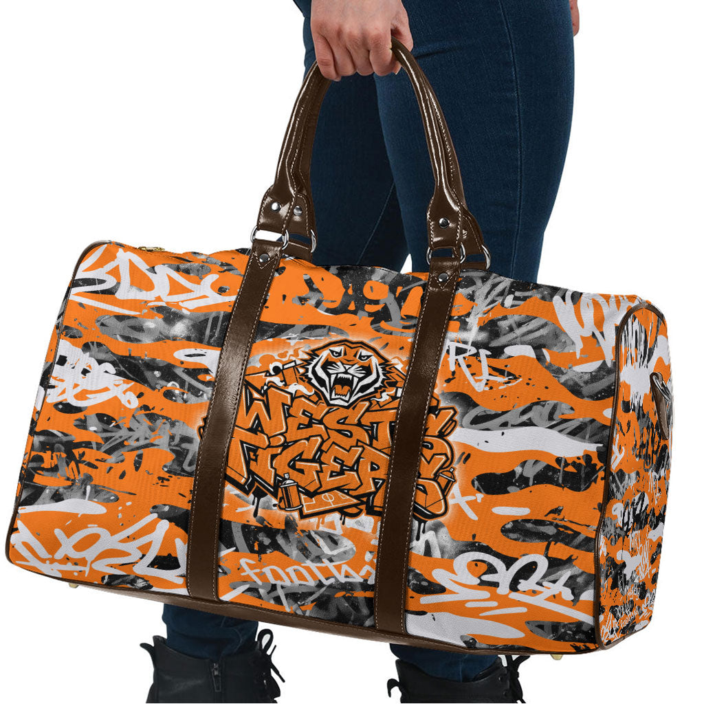 Wests Tigers Rugby Travel Bag Graffiti Typography Urban Camo Abstract Street Style