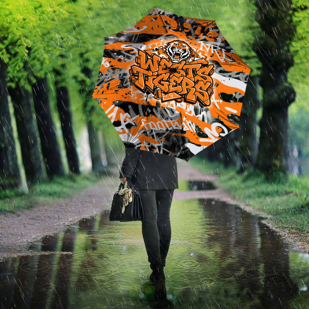 Wests Tigers Rugby Umbrella Graffiti Typography Urban Camo Abstract Street Style