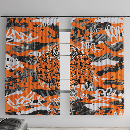 Wests Tigers Rugby Window Curtain Graffiti Typography Urban Camo Abstract Street Style