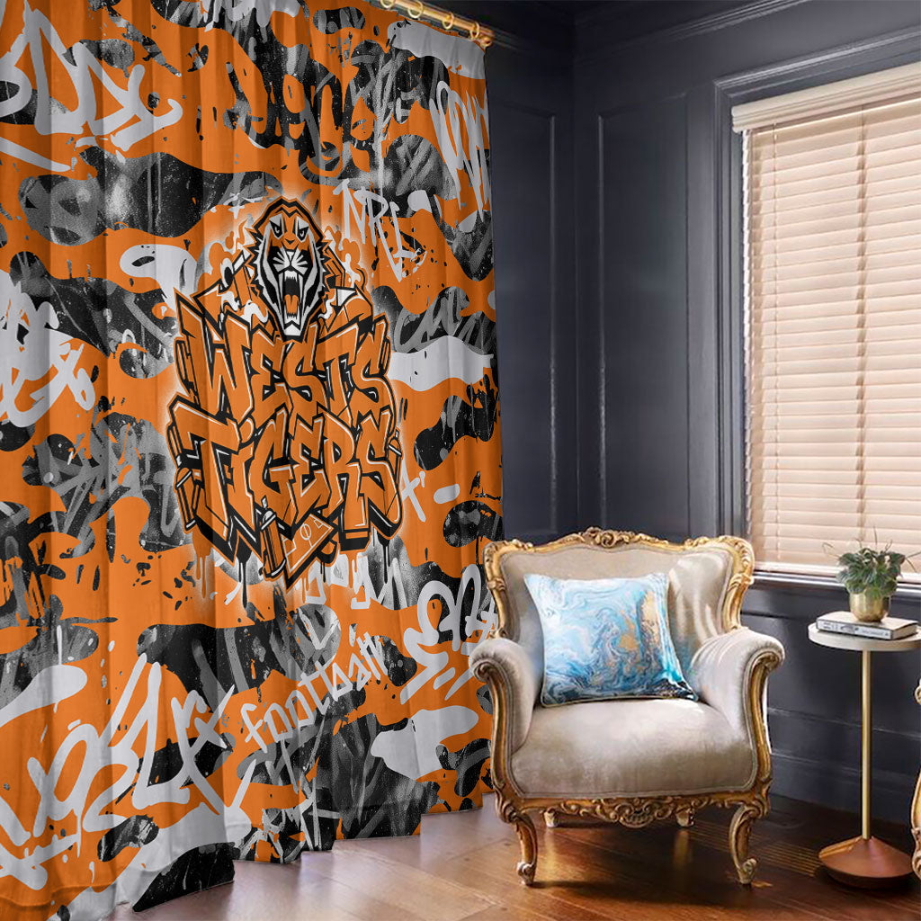 Wests Tigers Rugby Window Curtain Graffiti Typography Urban Camo Abstract Street Style