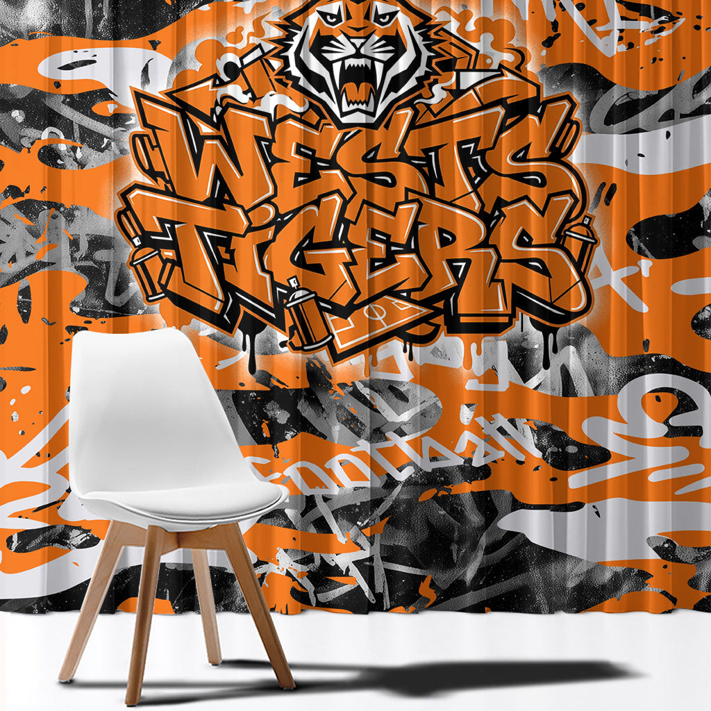 Wests Tigers Rugby Window Curtain Graffiti Typography Urban Camo Abstract Street Style
