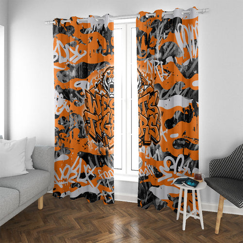 Wests Tigers Rugby Window Curtain Graffiti Typography Urban Camo Abstract Street Style