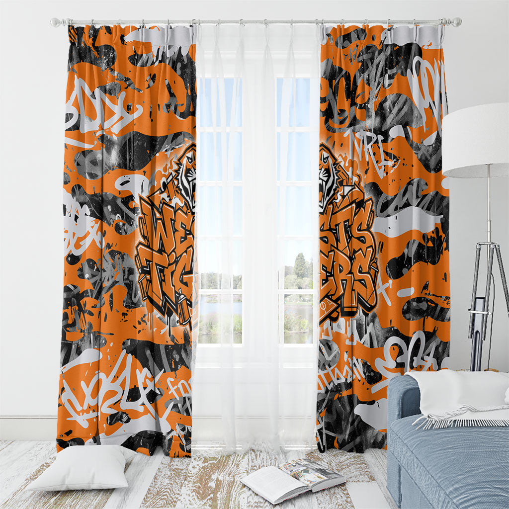 Wests Tigers Rugby Window Curtain Graffiti Typography Urban Camo Abstract Street Style