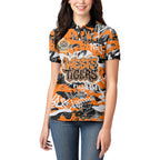 Wests Tigers Rugby Women Polo Shirt Graffiti Typography Urban Camo Abstract Street Style
