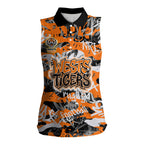 Wests Tigers Rugby Women Sleeveless Polo Shirt Graffiti Typography Urban Camo Abstract Street Style