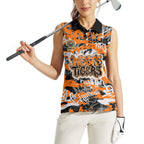 Wests Tigers Rugby Women Sleeveless Polo Shirt Graffiti Typography Urban Camo Abstract Street Style