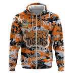 Wests Tigers Rugby Zip Hoodie Graffiti Typography Urban Camo Abstract Street Style