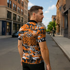 Wests Tigers Rugby Zipper Polo Shirt Graffiti Typography Urban Camo Abstract Street Style