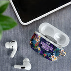 Melbourne Storm AirPods Case Tropical Hibiscus Floral Pattern With Purple And Blue Accents
