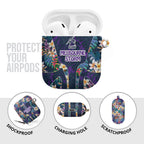 Melbourne Storm AirPods Case Tropical Hibiscus Floral Pattern With Purple And Blue Accents