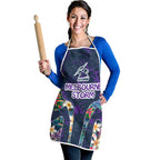 Melbourne Storm Apron Tropical Hibiscus Floral Pattern With Purple And Blue Accents