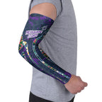 Melbourne Storm Arm Sleeves Tropical Hibiscus Floral Pattern With Purple And Blue Accents