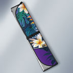 Melbourne Storm Auto Sun Shade Tropical Hibiscus Floral Pattern With Purple And Blue Accents