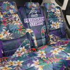Melbourne Storm Back Car Seat Cover Tropical Hibiscus Floral Pattern With Purple And Blue Accents