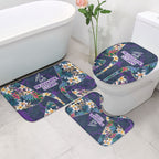 Melbourne Storm Bathroom Set Tropical Hibiscus Floral Pattern With Purple And Blue Accents