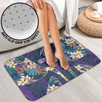 Melbourne Storm Bathroom Set Tropical Hibiscus Floral Pattern With Purple And Blue Accents