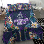 Melbourne Storm Bedding Set Tropical Hibiscus Floral Pattern With Purple And Blue Accents