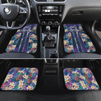 Melbourne Storm Car Mats Tropical Hibiscus Floral Pattern With Purple And Blue Accents